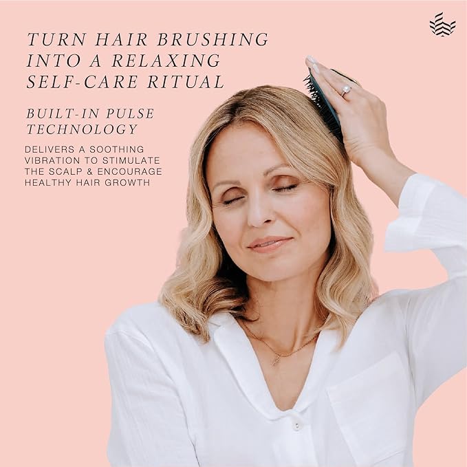 MANTA Pulse Electric Scalp Massage Brush – Wet Exfoliating Scalp Massager, Shampoo Brush for Hair Growth with Shower Holder, Grey