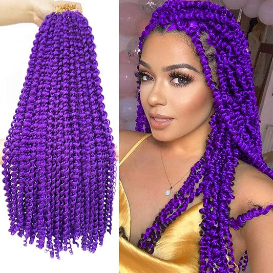 24 inch Purple Passion Twist Hair 2 Packs Water Wave Crochet Hair Passion Twist Braiding Hair Synthetic Extensions for Black Women (24 Inch Purple)