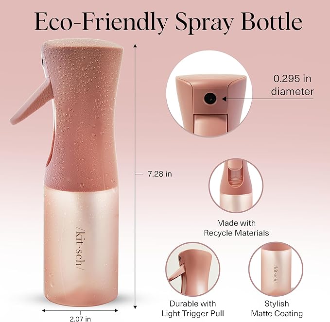 Kitsch Continuous Spray Bottle for Hair – Fine Mist Water Mister & Water Spray Bottle – Recycled Hair Spray Bottle – Spray Bottles for Cleaning, Styling, Plants & More – Terracotta, 150ml