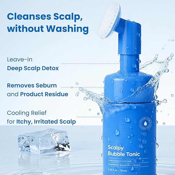 Bubble Tonic | Leave-In Scalp Exfoliator Foam for Oily, Sweaty, or Itchy Roots | Clears Buildup & Sweat with No Residue | Cooling Relief with Menthol & Salicylic Acid | Korean Hair Care Detox
