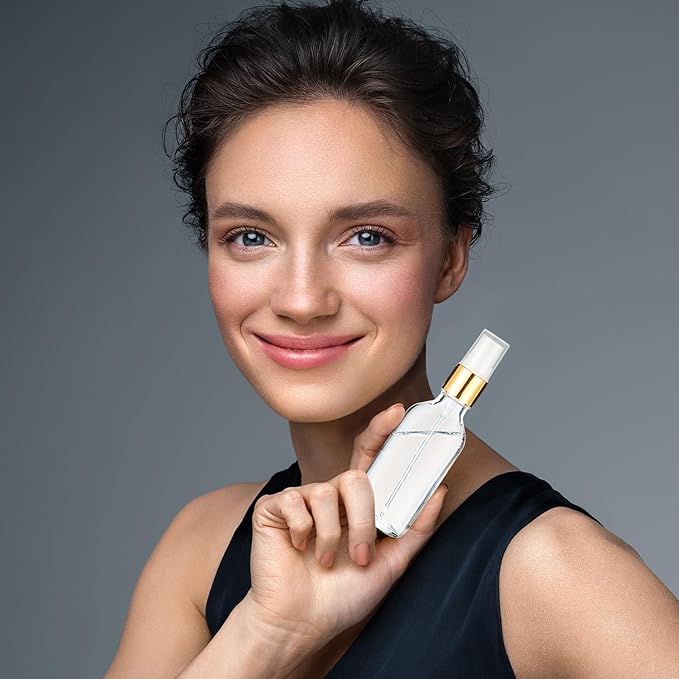 Roshtia 30 Pcs 2 oz/ 60 ml Clear Glass Spray Bottle Refillable Perfume Atomizer Clear Decorative Empty Bottles with Fine Mist Sprayer Pump for Face Body Travel