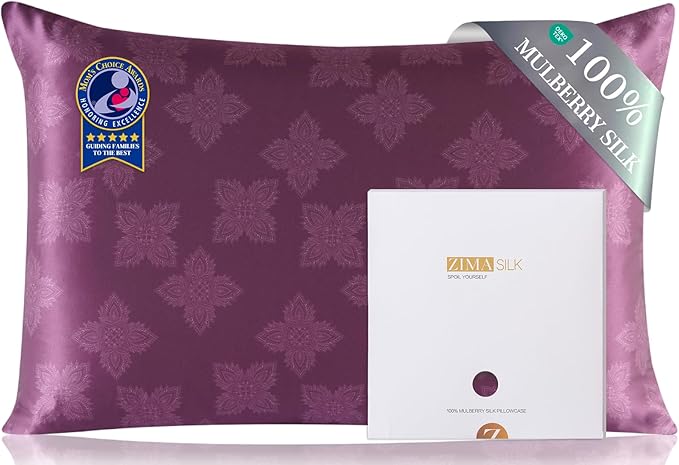 ZIMASILK 100% Pure Mulberry Silk Pillowcase for Hair and Skin Health, Soft and Smooth, Both Sides Premium Grade 6A Silk, 600 Thread Count, with Hidden Zipper, 1pc (King 20"x36", Dark Mauve)