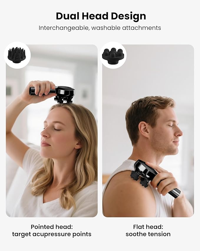 COMFIER Handheld Scalp Massager Hair Growth,Cordless Hair Head Massager with 3 Modes & 8 Silicone Claws,IPX7 Waterproof Body Massager for Stress Relax,Pet Massage,Head Scratcher,Gifts Men,Women(Black)