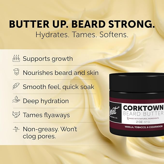 Detroit Grooming Co. Beard Butter for Men | Softens, Thickens & Hydrates with Safflower Oil & Shea Butter | Corktown Scent, 2oz