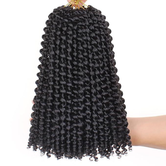 Leeven 12 Inch Water Wave Crochet Hair For Passion Twists 2 Packs Short Bob Passion Twist Hair for Butterfly Locs Natural Black Synthetic Spring Twist Braiding Hair for Women 1B#