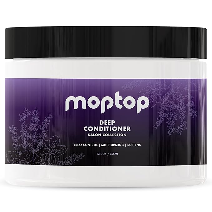 MopTop Salon Deep Conditioner – Conditioning Hair Mask for Intense Hydration for Dry Damaged Hair & Frizzy Curls, Sulfate Free & Paraben Free Hair Care for All Hair Types (Lavender Mint, 12oz)