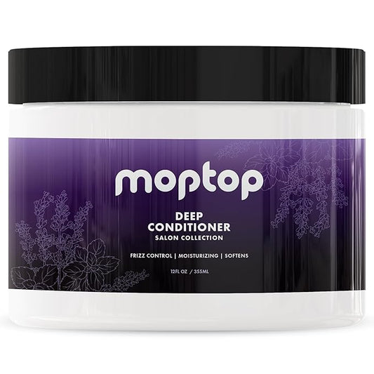 MopTop Salon Deep Conditioner – Conditioning Hair Mask for Intense Hydration for Dry Damaged Hair & Frizzy Curls, Sulfate Free & Paraben Free Hair Care for All Hair Types (Lavender Mint, 12oz)