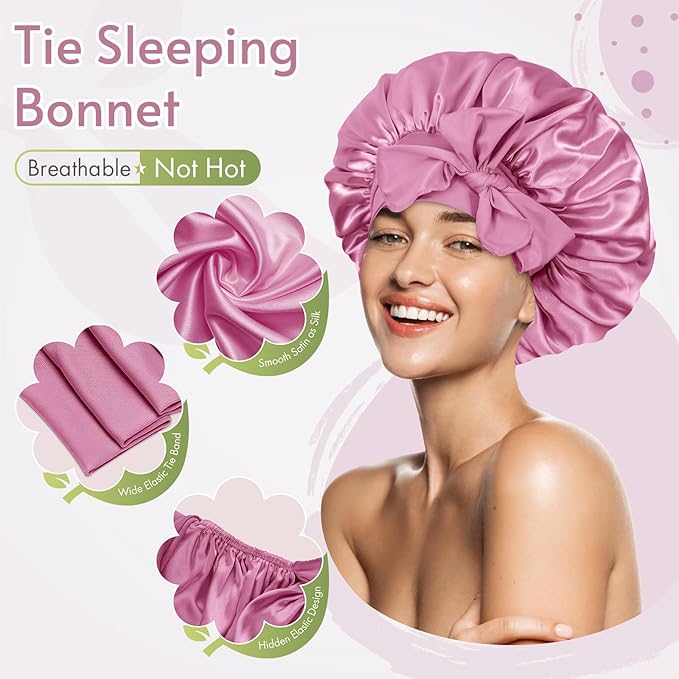 Bonnet Queen Silk Bonnet Satin Bonnet Hair Bonnet Silk Hair Wrap Tie Bonnet for Sleeping Sleep Bonnet Night Cap for Women Curly Hair