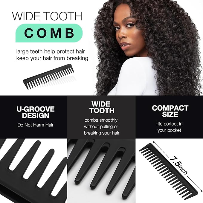 Hommtina 4Pcs Vented Brush Set for Thick/Wet/Dry/Wavy/Curly/Oil/Long Hair - Afro America/African Hair (4 PCS, Black)