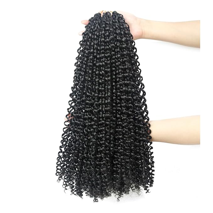 Dorsanee Passion Twist Hair 18 Inch 7 Packs Water Wave Crochet Hair Long Bohemian Curly Braiding Hair for Butterfly Locs, Faux Locs, Boho Style Spring Twist Crochet Braids (2#)