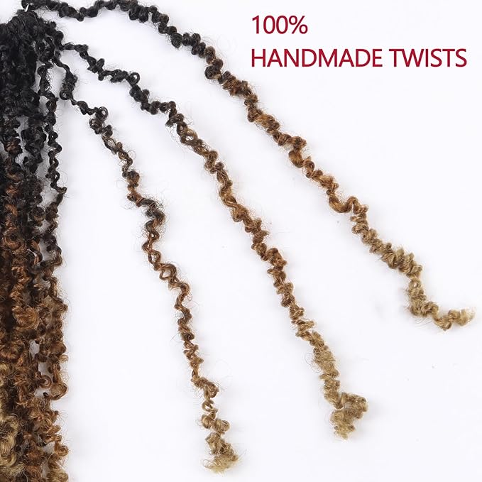 Yanky Twist Crochet Hair, PILLUGER Yaki Twists Hair Micro Spring Twist Braids,9 Packs Pre-looped passion Twist Brown Senegalese With Curls Crochet Synthetic Hair Extensions(1B/30/27)