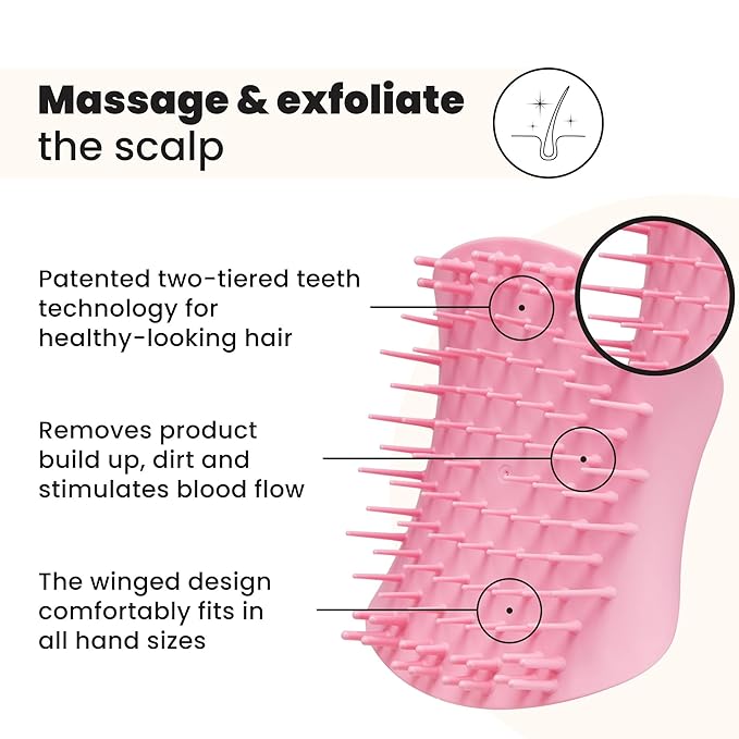 Tangle Teezer Scalp & Shampoo Hairbrush, to Exfoliate, Massage, and Cleanse, for All Hair Types, Pretty Pink