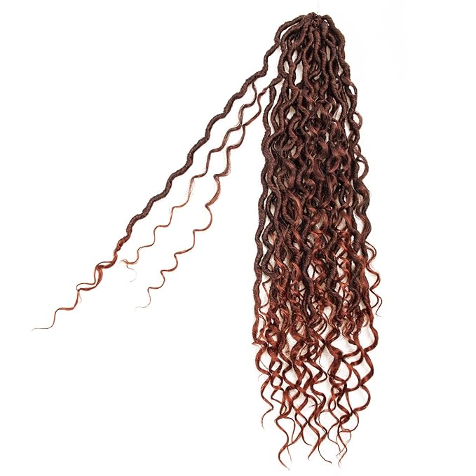 Goddess Locs Crochet Hair 22Inch Curly Faux Locs Crochet Hair,6Packs Pre-looped River Loc BohemianLocs Crochet Braids for Black Women(1B/350, 22inch)