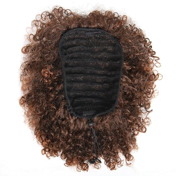 Afro Puff Drawstring Ponytail Extension for Black Women Short Afro Curly Ponytail Extension Clip On Kinky Drawstring Curly Ponytail Bun (T1B/30#)