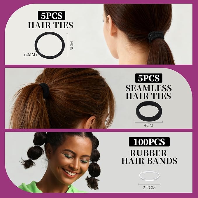 Teenitor Black Bobby Pins Hair Pins Hair Net Kit, Bobby Pins for Women U Shaped Pins for Buns, Hair Nets and Spiral Hair Pins, Hair Ties and Hair Styling Tools for Girls Dance Ballet Competition