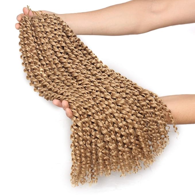 Leeven 24 Inch 7 Packs Water Wave Passion Twist Crochet Hair Blonde Hot Water Setting Synthetic Passion Twists Crochet Braids Hair for Butterfly Locs 126 Strands 27#