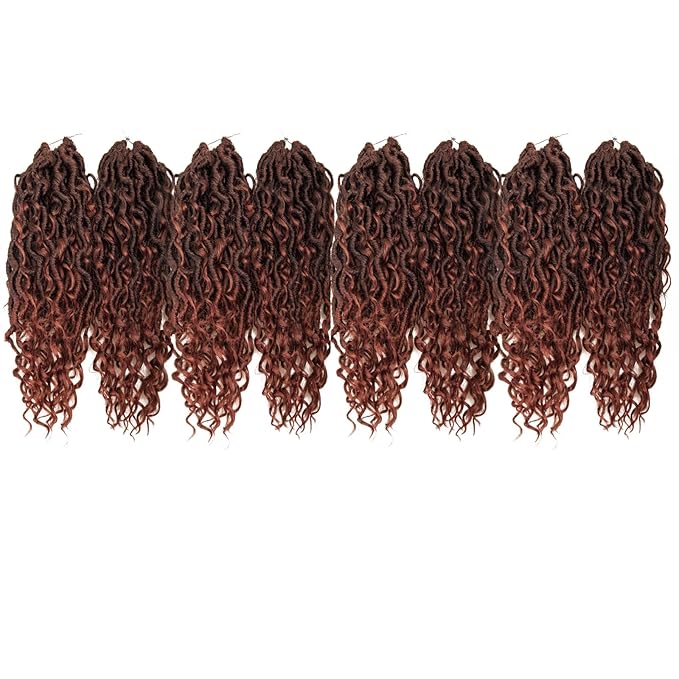 8Packs Goddess Locs Crochet Hair 12Inch Boho Faux Locs,Crochet Loc With Curly Ends River Hippie Bohemian Loc Crochet Hair for Black Women(1B/350, 12inch(Pack of 8))