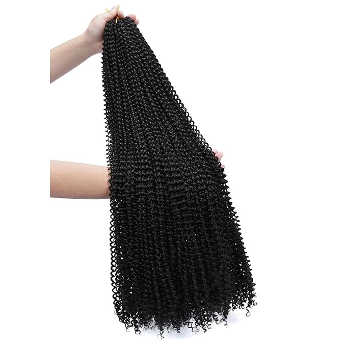 Dorsanee Passion Twist Hair 30 Inch 7 Packs Water Wave Crochet Hair Long Bohemian Curly Braiding Hair for Butterfly Locs, Faux Locs, Boho Style Spring Twist Crochet Braids (1B#)