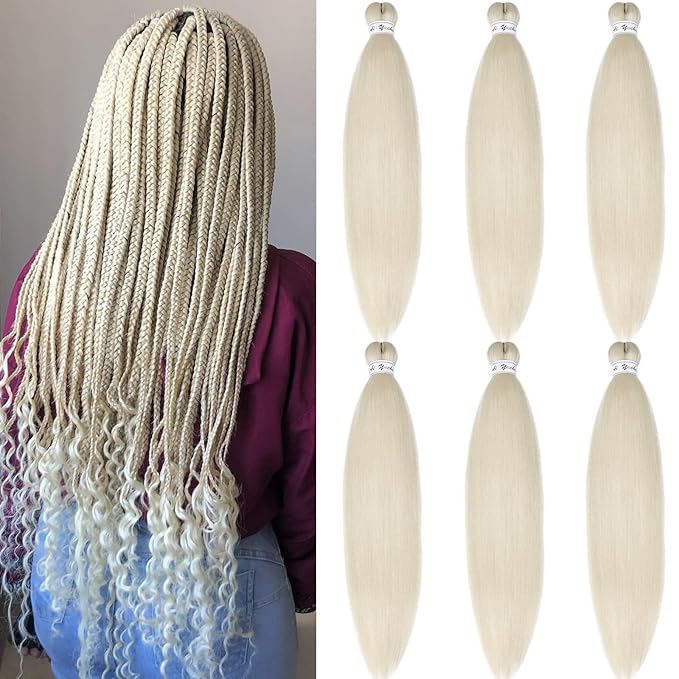 613 Blonde Braiding Hair Pre Stretched 26 inch Prestretched Braiding Hair Blond Colored Hair Extensions for Braiding Box Braids Knotless Hypoallergenic Synthetic Braiding Hair (Blond Braids 6packs)
