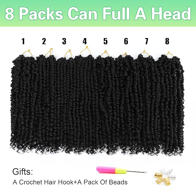 Passion Twist Crochet Hair 14Inch Crochet Passion Twist Crochet Braids for Black Women Passion Twist Hair 8 Packs Pre Twisted Passion Twist hair (1B)
