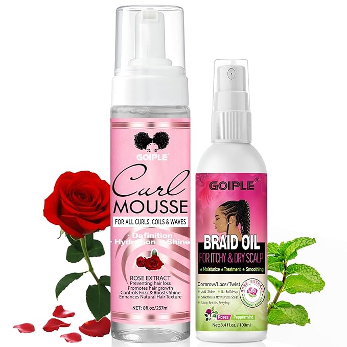 Braid Oil for Soothes Moisturizes Dry & Itchy Scalp Braiding Scalp Oil for Locs & Twists - Mousse for Braids Curl Styling for Women - Definition Curl Control Braid Mousse Hair Foam for All Braids Hair