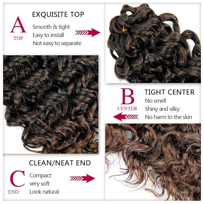 YXCHERISHAIR 8 Packs Curly Crochet Hair 14inch GoGo Curl Crochet hair for Women Deep Wave Braiding hair,Synthetic Bohemian Crochett Braid Water Wave Crochett hair Extensions(1B/30, 14inch)