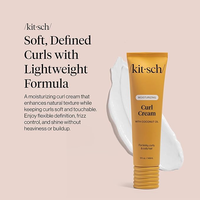 Kitsch Moisturizing Curl Cream for Curly Hair – Lightweight Curly Hair Products for Men & Women | Defines Curls, Controls Frizz & Boosts Shine | Hydrating Curling Cream - Ideal Gifts for Women