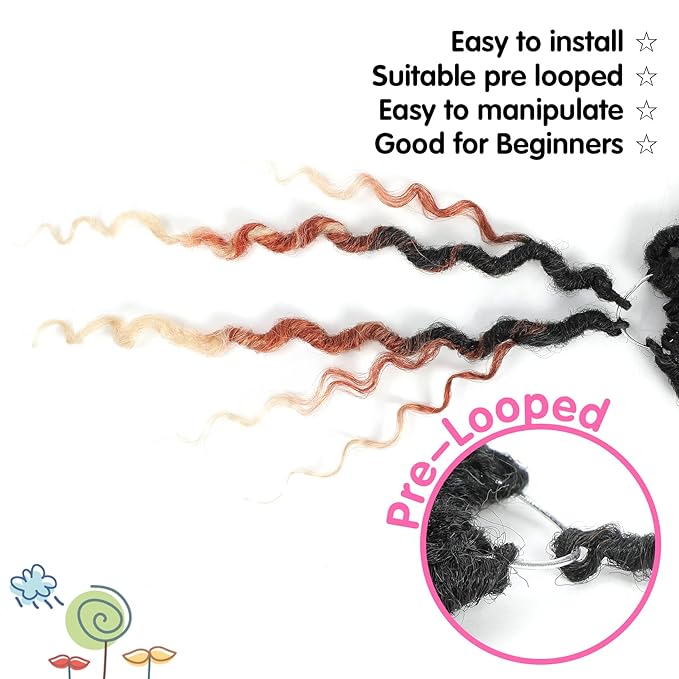 Fulcrum Goddess Locs Crochet Hair 12 Inch, 8 Packs New Faux Locs Crochet Hair for Black Women, Crochet locs with Curly Ends (12Inch (Pack of 8), 1B/30/613#)