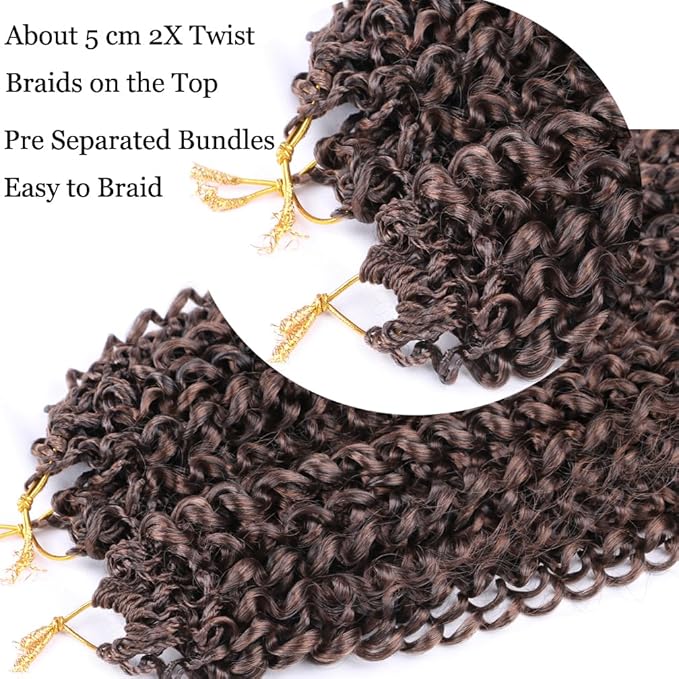 Passion Twist Hair Extensions Black to Brown Curly Crochet Hair 12 Inch Short Curly Braiding Hair 3 Packs Ombre Crochet Braids with Curls for Black Women(12",1B30)