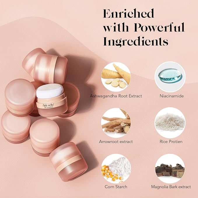 Kitsch Dry Shampoo Powder with Rice Protein for Women & Men - Unscented, Volumizing, No White Cast,Organic, Paraben Free, Non Aerosol for Oily and Light Hair, Travel Size | Ideal Gifts for Women - 8g