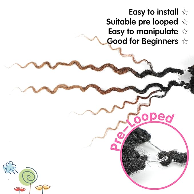 Fulcrum Goddess Locs Crochet Hair 14 Inch, 8 Packs New Faux Locs Crochet Hair for Black Women, Crochet locs with Curly Ends (14Inch (Pack of 8), 1B/30/27#)