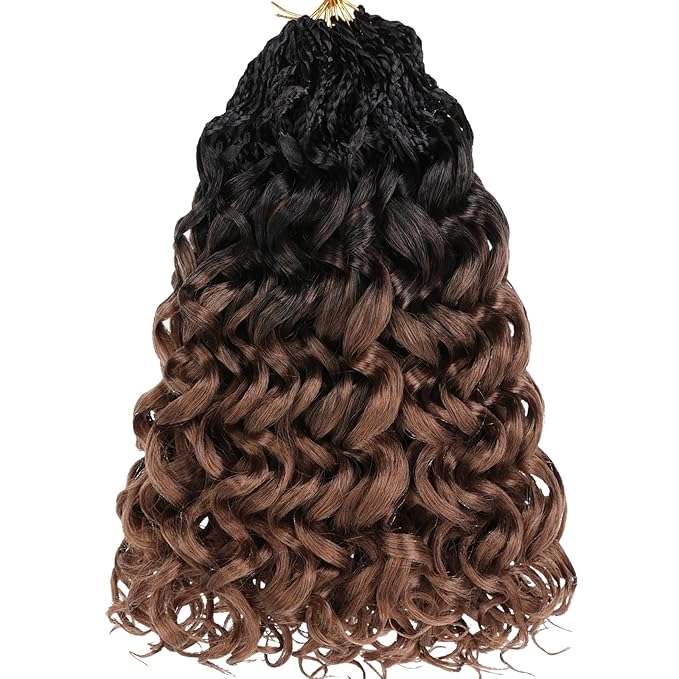 10 Inch Gogo Curl Crochet Hair 8 Packs Natural Black Ocean Wave Crochet Hair Deep Twist Pre-looped Goddess Box Braids Short Curly Water Wave Synthetic Braiding Hair for Women (16Strands/pack RS30#)