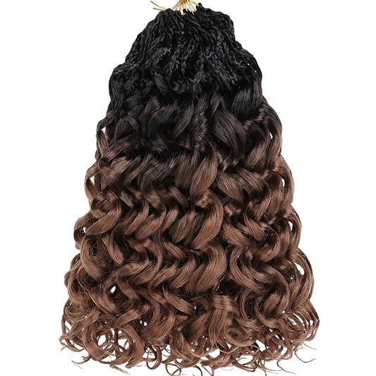 10 Inch Gogo Curl Crochet Hair 8 Packs Natural Black Ocean Wave Crochet Hair Deep Twist Pre-looped Goddess Box Braids Short Curly Water Wave Synthetic Braiding Hair for Women (16Strands/pack RS30#)