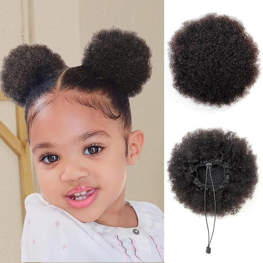 isheeny Curly Ponytail Extension Human Hair Medium Drawstring Ponytail 2pcs For Girls, An Innovative Design For African Puffs, Delicate And Cute Loose Kinky Curls Hairpiece For Style Transformation