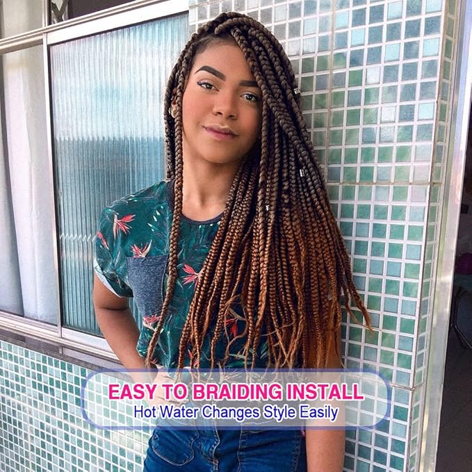 8 Pack Ombre Braiding Hair Pre Stretched - 16" 55G/Pack Premium Pre Stretched Braiding Hair Extensions, Professional Itch Free Hot Water Setting Perm Yaki Texture Prestretched Hair(1B30)