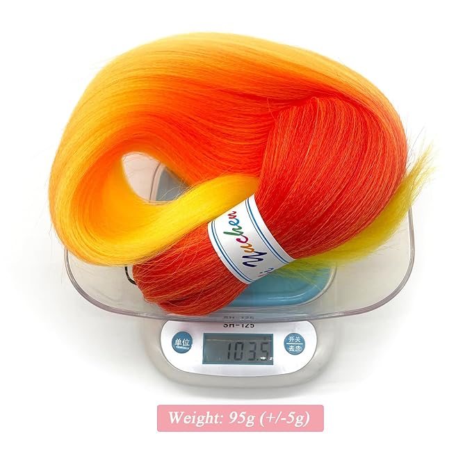 Ombre Braiding Hair Pre Stretched Red Orange Yellow Braids Color Weave Pre Braided Hair for Crochet Braiding Synthetic Knotless Hypoallergenic Yaki Jumbo Box Braids Extensions