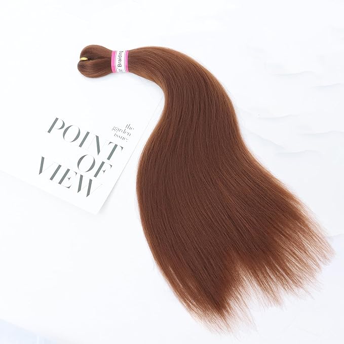 Dorsanee Brown Braiding Hair Pre Stretched 20 Inch 8 Packs Braiding Hair Extensions for Crochet Box Braids Twists Locs Hair Soft Yaki Texture Hot Water Setting (20inch,#30)