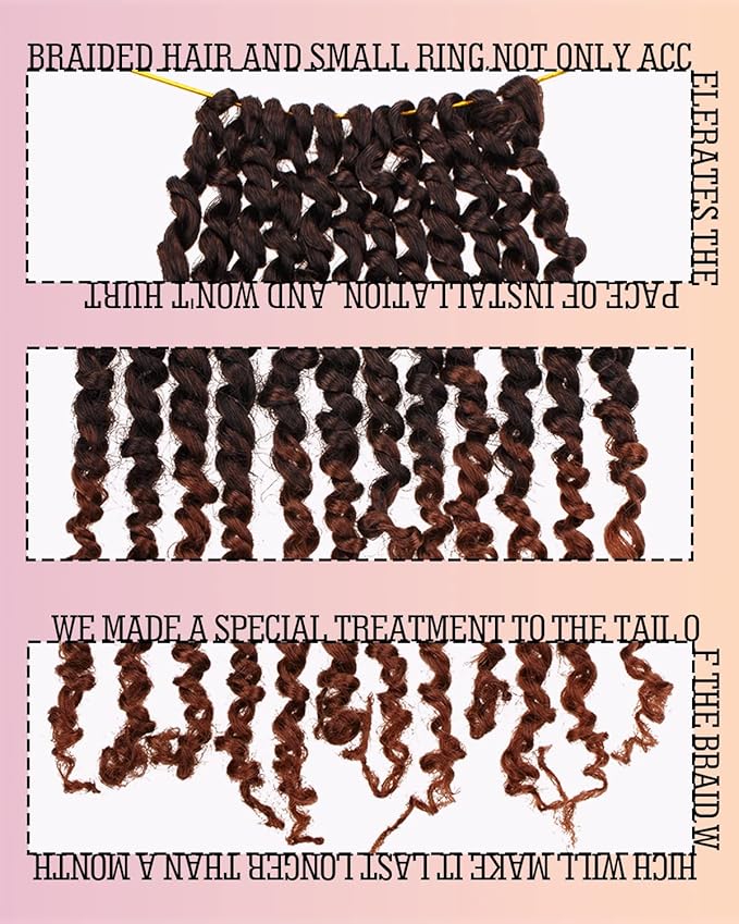 12 Inches 8 Packs Passion Twist Crochet Hair-Pre-twisted Passion Twists,Pre-Looped Crochet Braids Made Of Bohemian Hair Synthetic Braiding Hair Extensions (12 Inch(Pack of 8), T30)