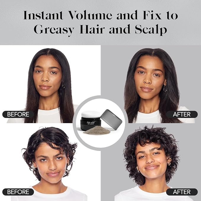 Kitsch Dry Shampoo Powder for Women & Men Dry Shampoo for Dark Hair w/Rice Protein - Unscented, Volumizing, No White Cast, Non Toxic, Non Aerosol, Organic, Travel Size | Ideal Gifts for Women - 8g