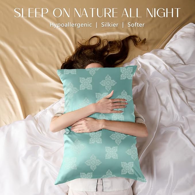 ZIMASILK 100% Pure Mulberry Silk Pillowcase for Hair and Skin Health, Soft and Smooth, Both Sides Premium Grade 6A Silk, 600 Thread Count, with Hidden Zipper, 1pc (Standard 20"x26", Mint Green)