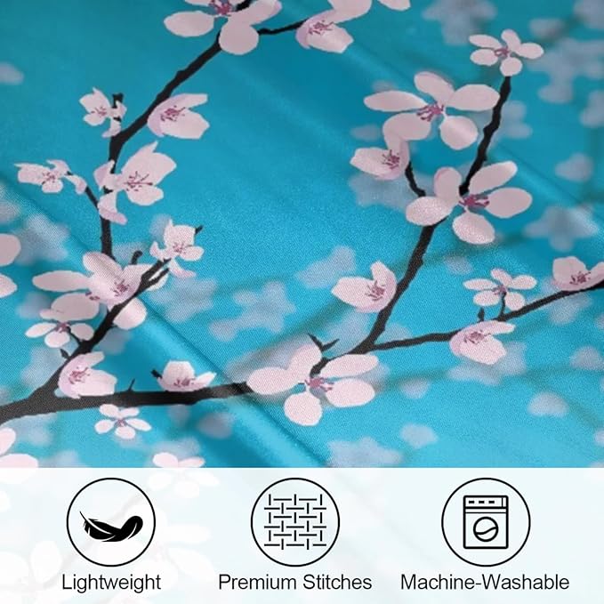 Cherry Blossom Silky Satin Pillowcase for Hair & Skin, Bed Pillow Cases with Hidden Zipper Soft Breathable Pillow Covers for Sleeping Queen Size, 20x30in