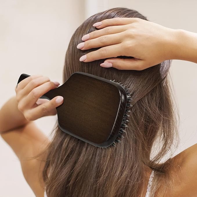 Boar Bristle Hair Brush Set, Soft Bristle Detangler for Long, Short, Thin, Curly, Straight, or Wavy,Hairbrush for Enhancing Shine,Great for Men, Women, and Kids