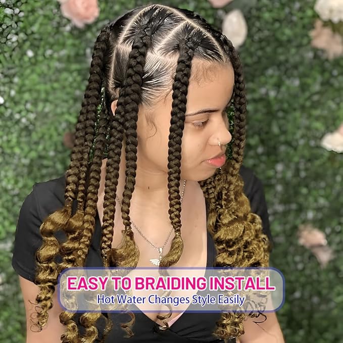 8 Pack Spiral Bump Braiding Hair Pre Stretched - 26" 90G/Pack Premium Pre Stretched Braiding Hair Extensions, Professional Itch Free Hot Water Setting Perm Spiral Bump Texture (1B/27)