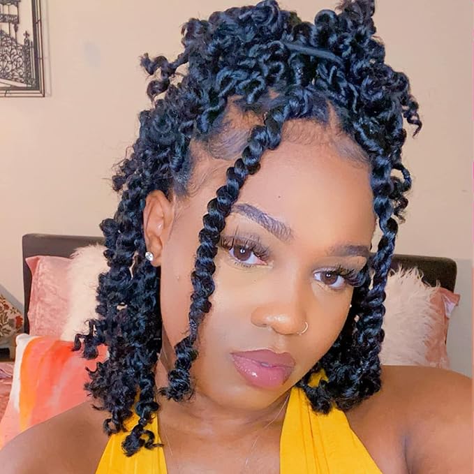 Passion Twist Crochet Hair 12Inch Passion Twist Hair 8 Packs Soft Pre-Twisted Short Passion Twist Crochet Hair for Black Women (12inch(pack of 8),1B) ……