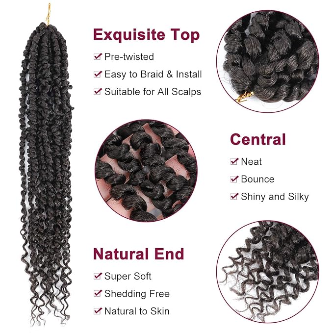 Passion Twist Hair - 8 Packs 18 Inch Passion Twist Crochet Hair For Women, Crochet Pretwisted Curly Hair Passion Twists Synthetic Braiding Hair Extensions (18 Inch 8 Packs, #4)
