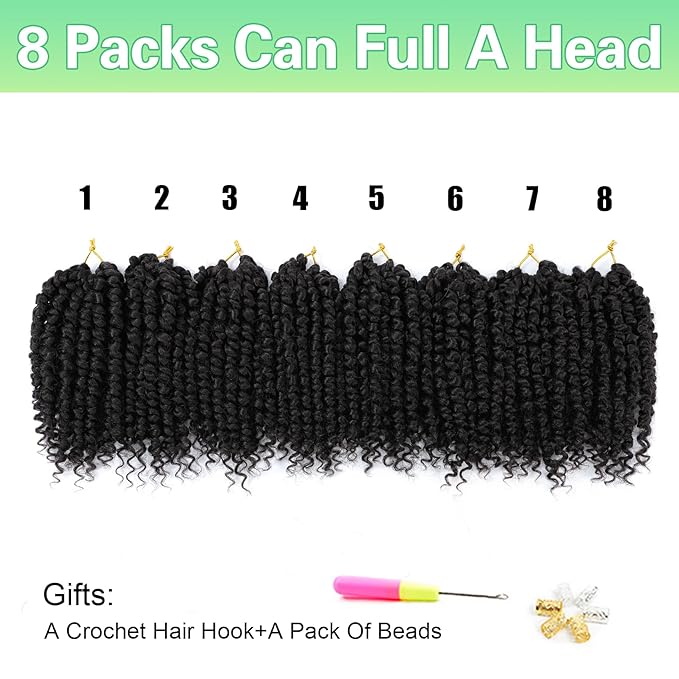 Passion Twist Crochet Hair 6Inch Passion Twist Hair 8 Packs Pre-Twisted Passion Twist Crochet Hair for Black Women Soft Passion Twist Curly Crochet Hair 6"(Pack of 8) 4#