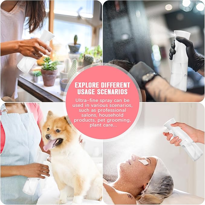 Spray Bottle,Fine Mist Spray for Hair,Ultra-Fine Continuous Spray Bottle for Skincare,Refillable Spray Container,Plant Care,Pet Grooming,Cleaning,Christmas Gift (White)