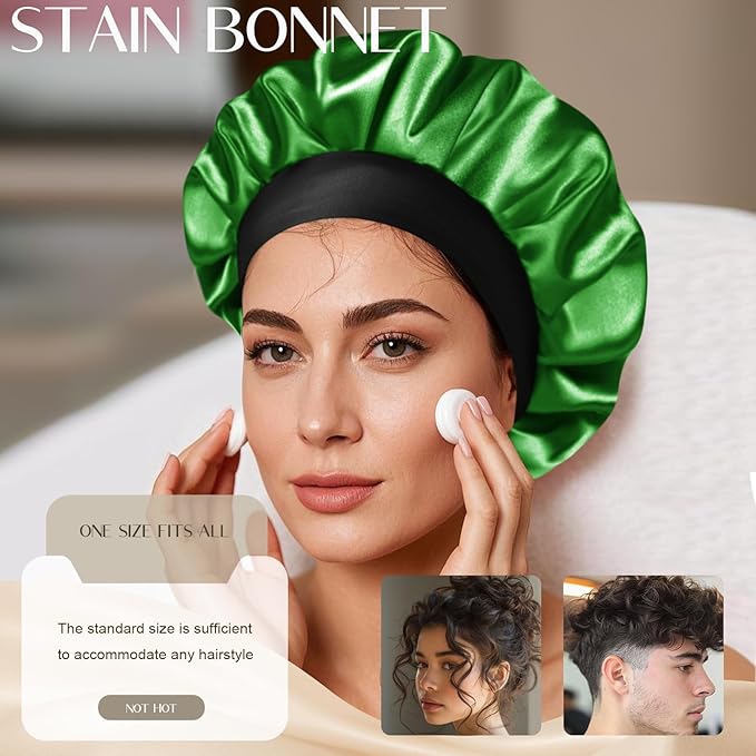 Satin Silk Bonnet for Men & Women, Double Layer Silk Sleep Bonnets, Soft Satin Lined Bonnet for Curly & Natural Hair