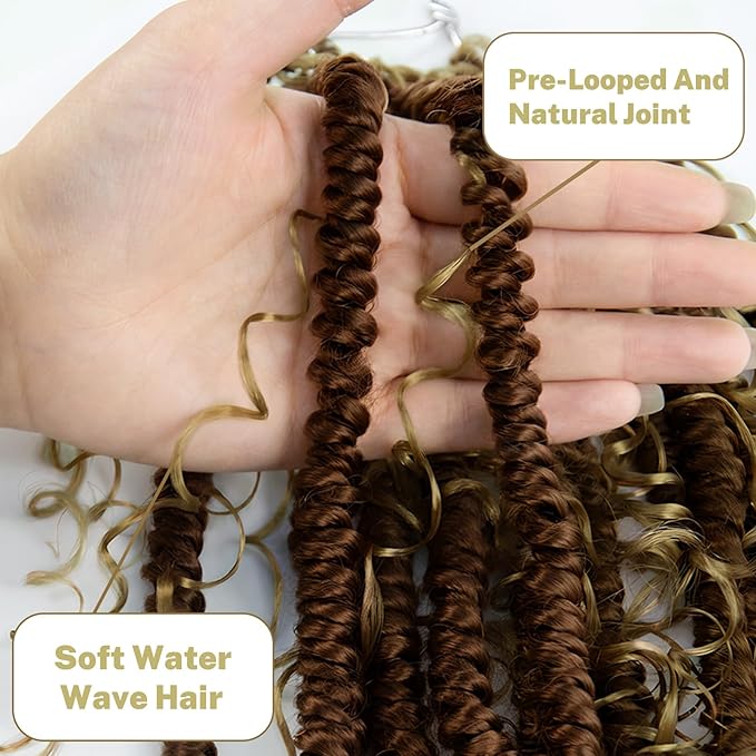 Passion Twist Hair 14inch Passion Twist Crochet Hair Short Bohemian Braiding Hair Pre Looped Passion Twist Crochet Braids Soft Pre Looped Curly Crochet Hair Faux Locs Passion Twist Hair for Women 96pc