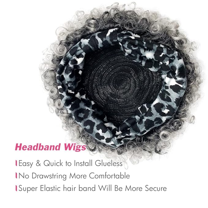 Afro Curly Wigs with Headbands for Black Women: Synthitic Kinky Puff Wigs, Drawstring Headwrap Hairstyles
